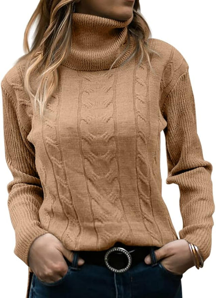 Turtleneck Long Sleeve Cable Knit Sweaters