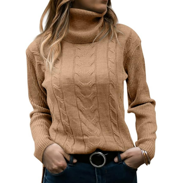 Turtleneck Long Sleeve Cable Knit Sweaters