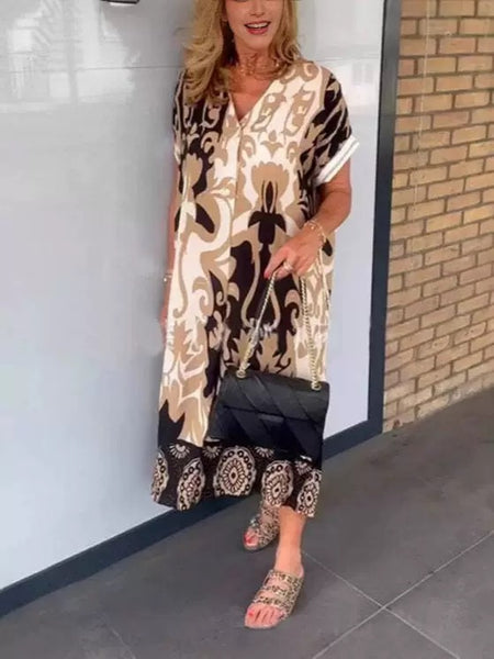 Casual Elegant Printed V-neck Dress