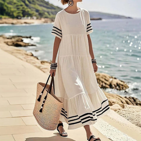 Casual Holiday Round Neck Loose Maxi Dress