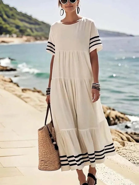 Casual Holiday Round Neck Loose Maxi Dress