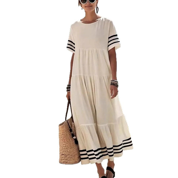 Casual Holiday Round Neck Loose Maxi Dress