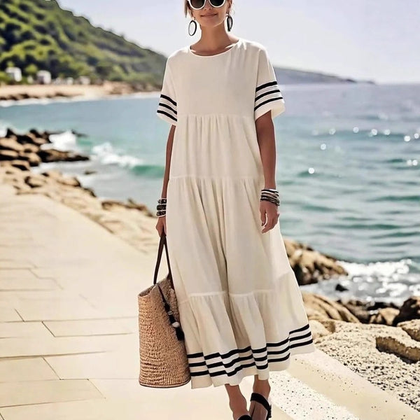 Casual Holiday Round Neck Loose Maxi Dress