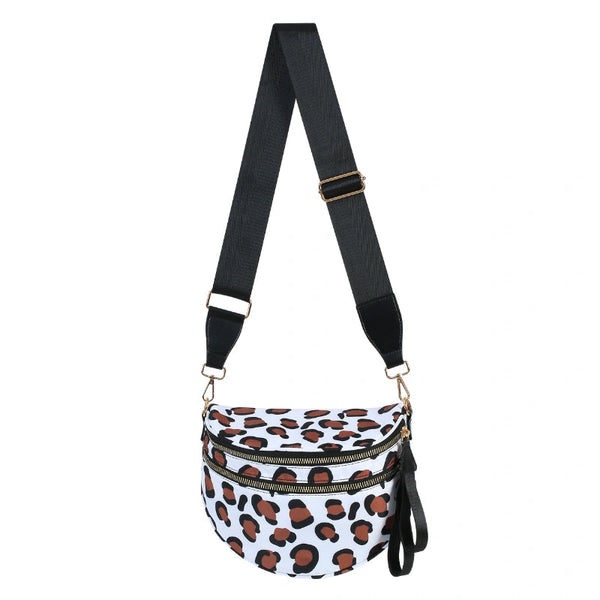Large capacity leopard print crossbody bag