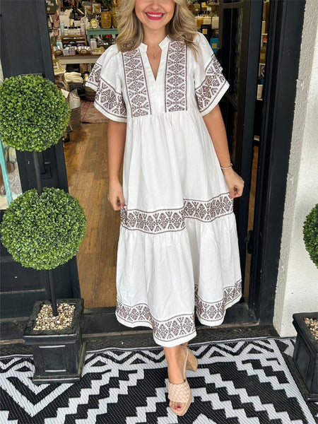 V-Neck Boho Maxi Dress