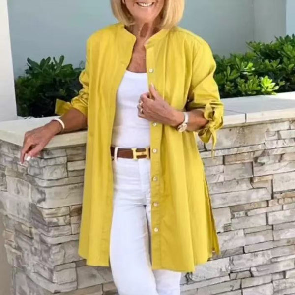Long-sleeved single-breasted round-neck elegant cardigan