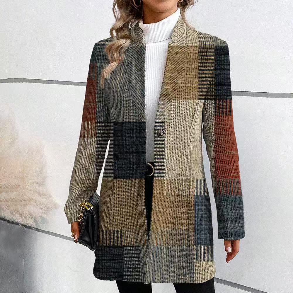 Stand Collar Mid-length Long-sleeved Jacket