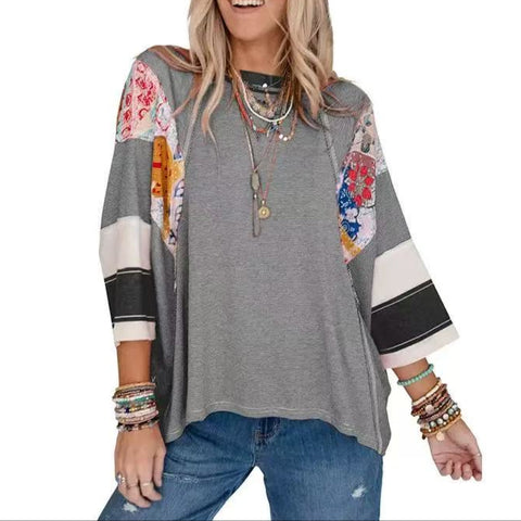 Striped Color-block Casual Top