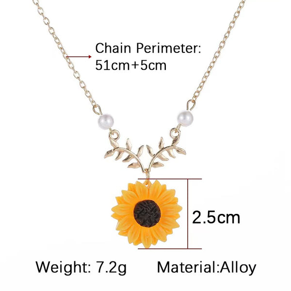 Lucky Leaves Sunflower Necklace