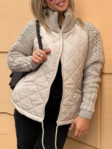 Women's Knit Patchwork Puffy Jacket