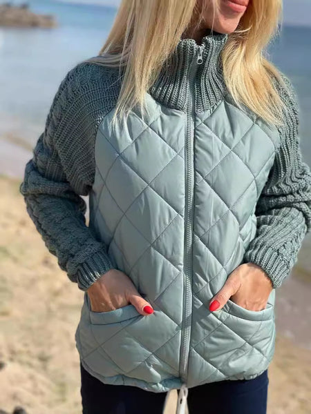 Women's Knit Patchwork Puffy Jacket