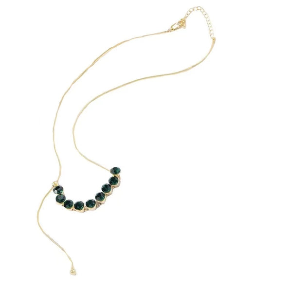 Emerald and gold plated clavicle necklace