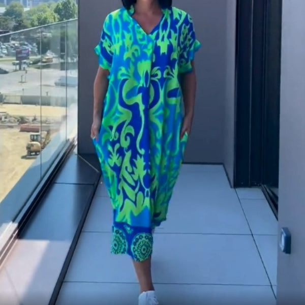 Casual Elegant Printed V-neck Dress