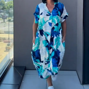 Casual Elegant Printed V-neck Dress