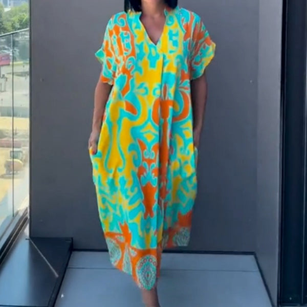 Casual Elegant Printed V-neck Dress