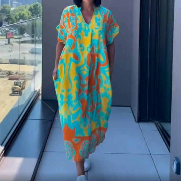 Casual Elegant Printed V-neck Dress