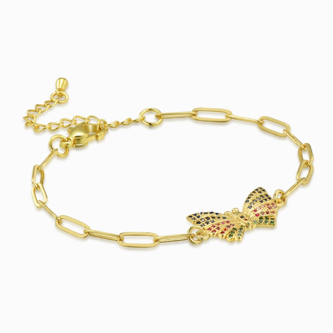 Multicolored Butterfly Charm Chain Bracelet