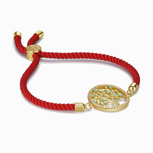 Turquoise Round Tree Of Life Red String Bracelet