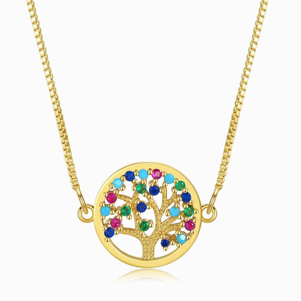 Round Multicolored Tree Of Life Necklace