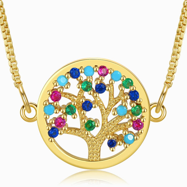 Round Multicolored Tree Of Life Necklace