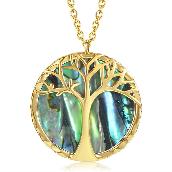 Round Tree Of Life Emerald Necklace