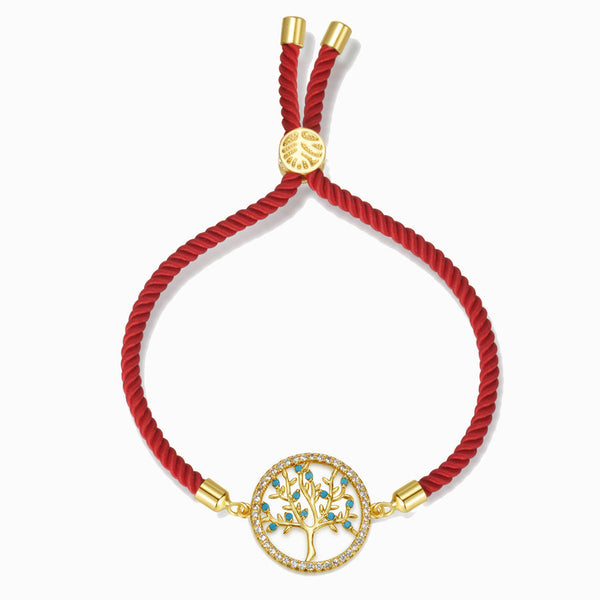 Turquoise Round Tree Of Life Red String Bracelet