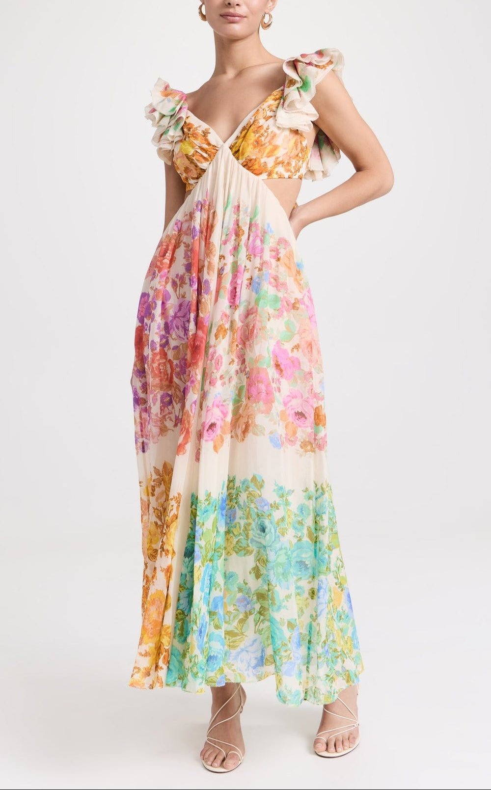 Frill Shoulder Midi Dress
