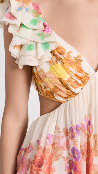 Frill Shoulder Midi Dress