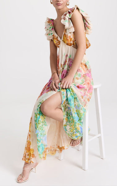 Frill Shoulder Midi Dress