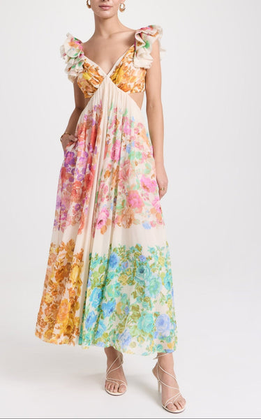 Frill Shoulder Midi Dress