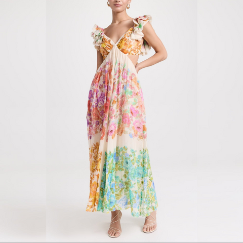 Frill Shoulder Midi Dress