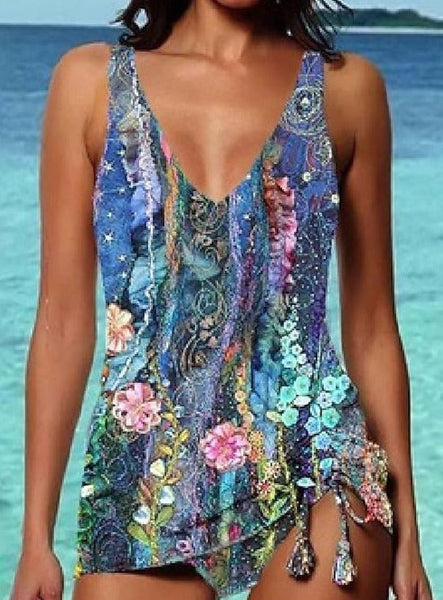 Stunning Floral Print Strap Swimwear