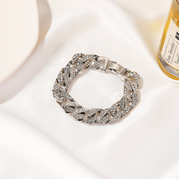 Thick chain glitter diamond bracelet