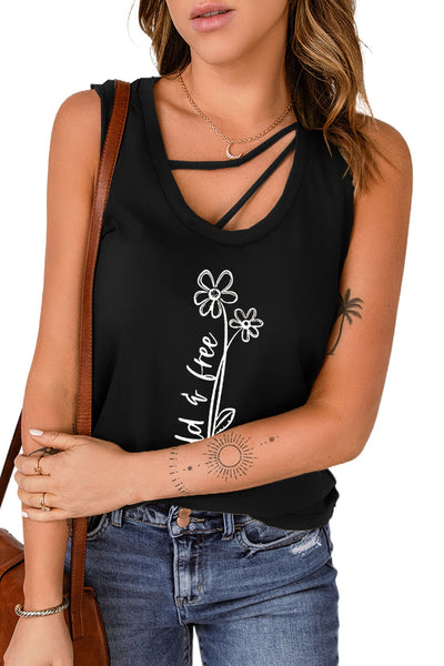 Strappy Hollow-out Neck Tank Top