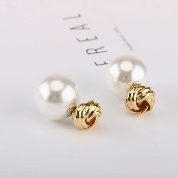 Golden Flower Pearl Earrings