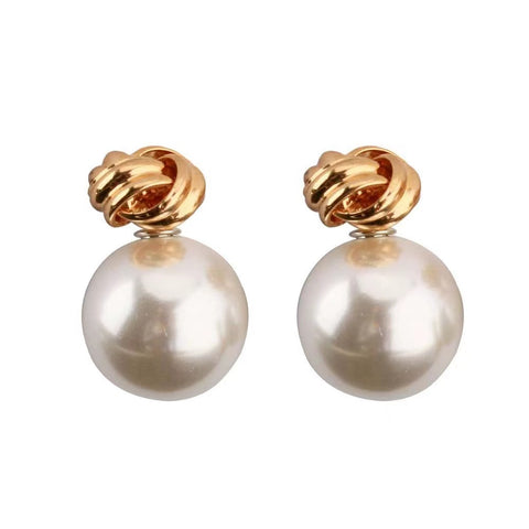 Golden Flower Pearl Earrings