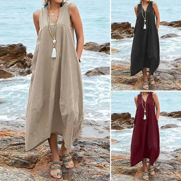 Basic Illusion Pleated Sleeveless Maxi Dress