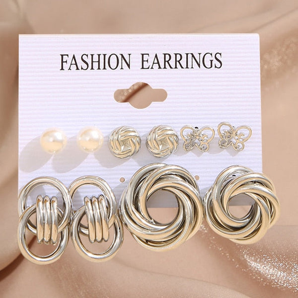 Pearl Twist Hoop Earrings Set Butterfly Acrylic Dangle Earrings for Women Metal Hollow Gold Plated Earring Cartoon Jewelry