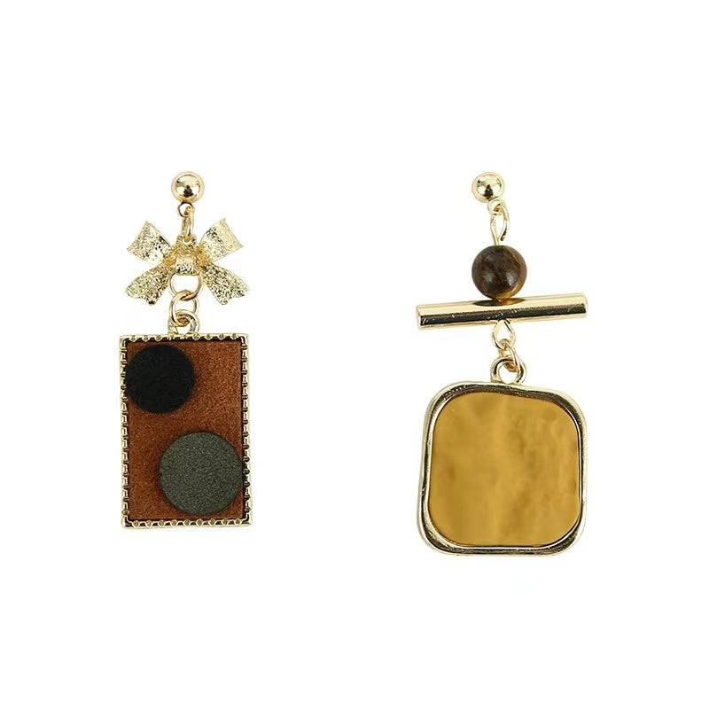 Gold-plated Leather Earrings