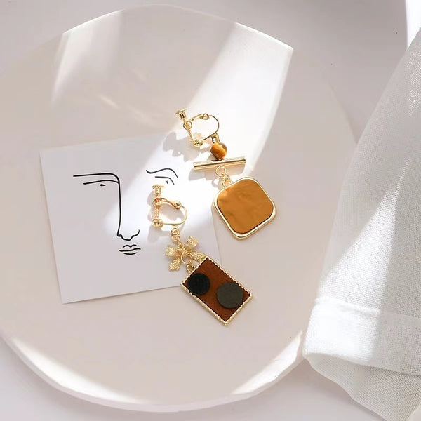 Gold-plated Leather Earrings