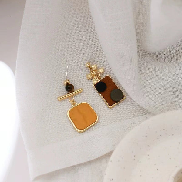 Gold-plated Leather Earrings