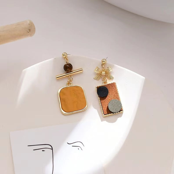 Gold-plated Leather Earrings