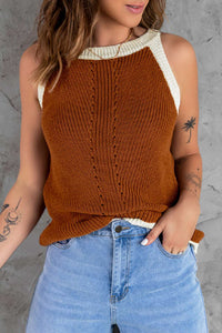 Color Block Ribbed Knit Tank Top