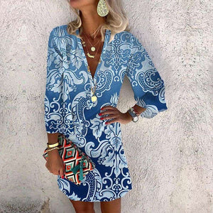 Breezy Blue Long Sleeve Mini Dress