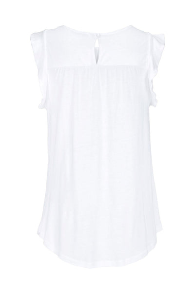 Keyhole Back Ruffled Sleeveless Top