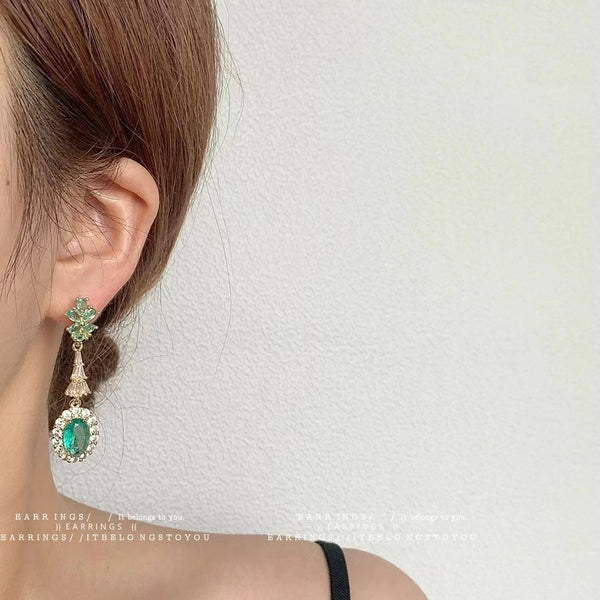 Retro Earrings Emerald