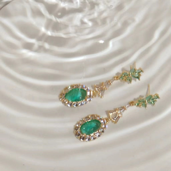 Retro Earrings Emerald