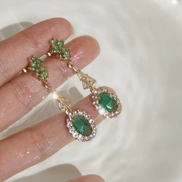 Retro Earrings Emerald