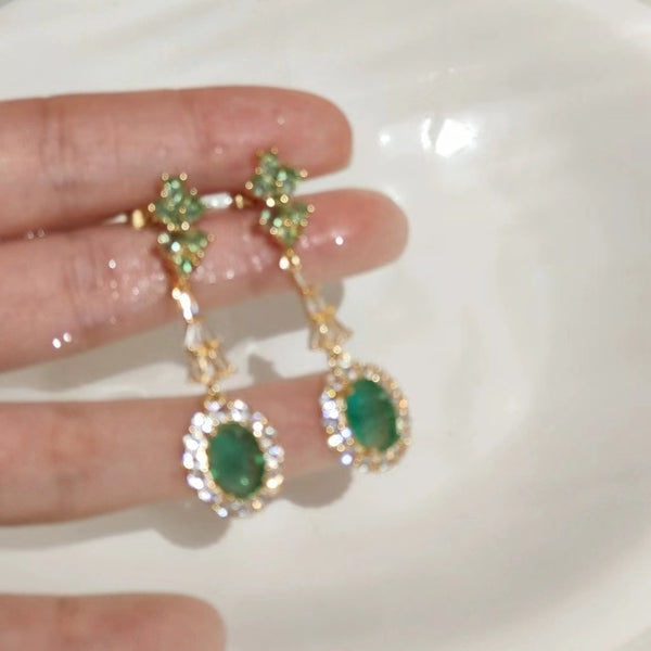 Retro Earrings Emerald