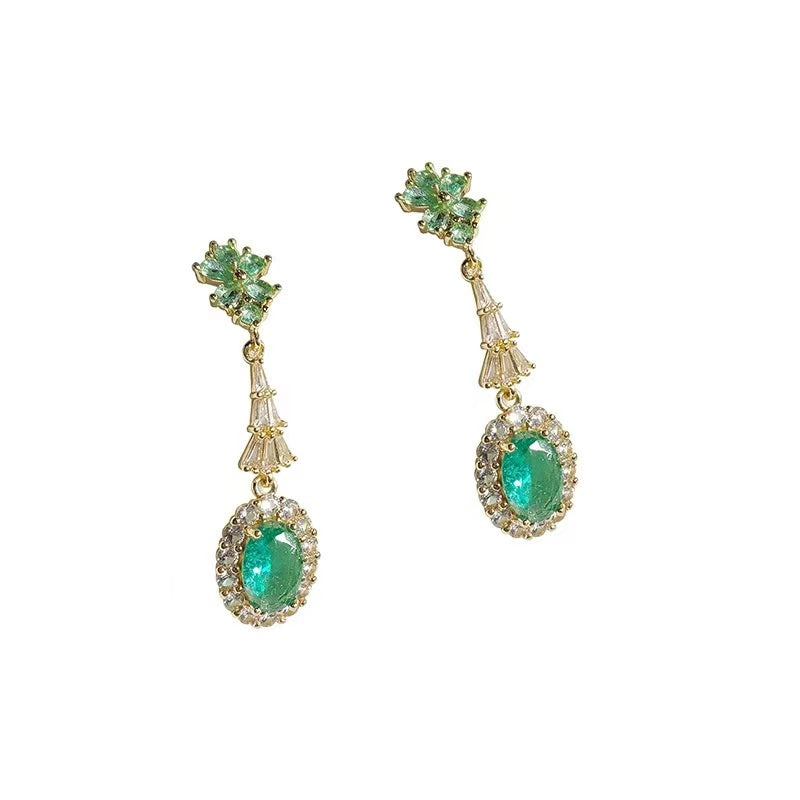 Retro Earrings Emerald